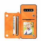 For Samsung Galaxy S10e Mandala Embossed PU + TPU Case with Holder & Card Slots & Photo Frame & Strap(Yellow) - 3