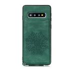 For Samsung Galaxy S10e Mandala Embossed PU + TPU Case with Holder & Card Slots & Photo Frame & Strap(Green) - 2