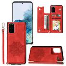 For Samsung Galaxy S20 Mandala Embossed PU + TPU Case with Holder & Card Slots & Photo Frame & Strap(Red) - 1