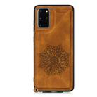 For Samsung Galaxy S20 Mandala Embossed PU + TPU Case with Holder & Card Slots & Photo Frame & Strap(Brown) - 2