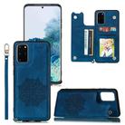 For Samsung Galaxy S20 Mandala Embossed PU + TPU Case with Holder & Card Slots & Photo Frame & Strap(Blue) - 1