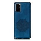 For Samsung Galaxy S20 Mandala Embossed PU + TPU Case with Holder & Card Slots & Photo Frame & Strap(Blue) - 2