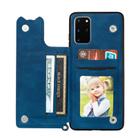 For Samsung Galaxy S20 Mandala Embossed PU + TPU Case with Holder & Card Slots & Photo Frame & Strap(Blue) - 3