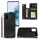 For Samsung Galaxy S20 Plus Mandala Embossed PU + TPU Case with Holder & Card Slots & Photo Frame & Strap(Black) - 1