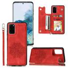 For Samsung Galaxy S20 Ultra Mandala Embossed PU + TPU Case with Holder & Card Slots & Photo Frame & Strap(Red) - 1