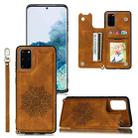 For Samsung Galaxy S20 Ultra Mandala Embossed PU + TPU Case with Holder & Card Slots & Photo Frame & Strap(Brown) - 1