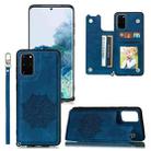 For Samsung Galaxy S20 Ultra Mandala Embossed PU + TPU Case with Holder & Card Slots & Photo Frame & Strap(Blue) - 1