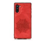 For Samsung Galaxy Note 10 Mandala Embossed PU + TPU Case with Holder & Card Slots & Photo Frame & Strap(Red) - 1