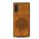 For Samsung Galaxy Note 10 Mandala Embossed PU + TPU Case with Holder & Card Slots & Photo Frame & Strap(Brown) - 2