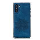 For Samsung Galaxy Note 10 Mandala Embossed PU + TPU Case with Holder & Card Slots & Photo Frame & Strap(Blue) - 2