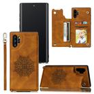 For Samsung Galaxy Note 10 Plus Mandala Embossed PU + TPU Case with Holder & Card Slots & Photo Frame & Strap(Brown) - 1