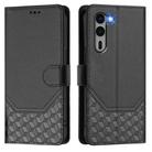 For Fujitsu Arrows We2 Plus Honeycomb Embossing RFID Leather Phone Case(Black) - 2