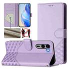 For Fujitsu Arrows We2 Plus Honeycomb Embossing RFID Leather Phone Case(Light Purple) - 1