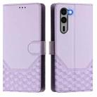 For Fujitsu Arrows We2 Plus Honeycomb Embossing RFID Leather Phone Case(Light Purple) - 2