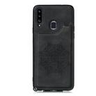 For Samsung Galaxy A20 / A30 Mandala Embossed PU + TPU Case with Holder & Card Slots & Photo Frame & Strap(Black) - 2