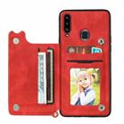 For Samsung Galaxy A20s Mandala Embossed PU + TPU Case with Holder & Card Slots & Photo Frame & Strap(Red) - 3