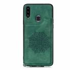 For Samsung Galaxy A20s Mandala Embossed PU + TPU Case with Holder & Card Slots & Photo Frame & Strap(Green) - 2