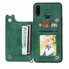 For Samsung Galaxy A20s Mandala Embossed PU + TPU Case with Holder & Card Slots & Photo Frame & Strap(Green) - 3