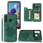For Samsung Galaxy A21 Mandala Embossed PU + TPU Case with Holder & Card Slots & Photo Frame & Strap(Green) - 1