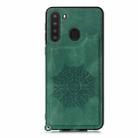 For Samsung Galaxy A21 Mandala Embossed PU + TPU Case with Holder & Card Slots & Photo Frame & Strap(Green) - 2