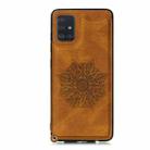 For Samsung Galaxy A31 Mandala Embossed PU + TPU Case with Holder & Card Slots & Photo Frame & Strap(Brown) - 2