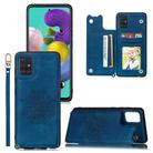 For Samsung Galaxy A41 Mandala Embossed PU + TPU Case with Holder & Card Slots & Photo Frame & Strap(Blue) - 1