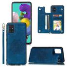 For Samsung Galaxy A41 Mandala Embossed PU + TPU Case with Holder & Card Slots & Photo Frame & Strap(Blue) - 1