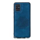 For Samsung Galaxy A41 Mandala Embossed PU + TPU Case with Holder & Card Slots & Photo Frame & Strap(Blue) - 2