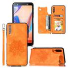 For Samsung Galaxy A50 Mandala Embossed PU + TPU Case with Holder & Card Slots & Photo Frame & Strap(Yellow) - 1
