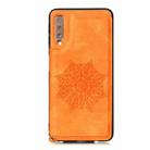 For Samsung Galaxy A50 Mandala Embossed PU + TPU Case with Holder & Card Slots & Photo Frame & Strap(Yellow) - 2