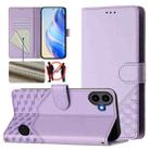 For Nothing Phone 1 Honeycomb Embossing RFID Leather Phone Case(Light Purple) - 1