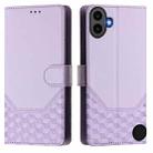 For Nothing Phone 1 Honeycomb Embossing RFID Leather Phone Case(Light Purple) - 2