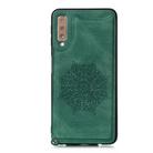 For Samsung Galaxy A7 (2018)/ A750 Mandala Embossed PU + TPU Case with Holder & Card Slots & Photo Frame & Strap(Green) - 1
