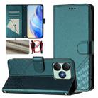 For Wiko T20 Honeycomb Embossing RFID Leather Phone Case(Peacock Green) - 1