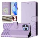 For Wiko T60 Honeycomb Embossing RFID Leather Phone Case(Light Purple) - 1