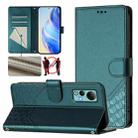 For Ulefone Note 14 Honeycomb Embossing RFID Leather Phone Case(Peacock Green) - 1