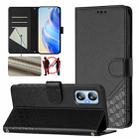 For Blackview A52 / A52 Pro Honeycomb Embossing RFID Leather Phone Case(Black) - 1