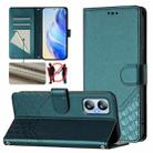 For Blackview A52 / A52 Pro Honeycomb Embossing RFID Leather Phone Case(Peacock Green) - 1