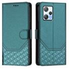 For Blackview A53 Honeycomb Embossing RFID Leather Phone Case(Peacock Green) - 2