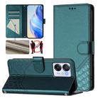 For Blackview Oscal Modern 8 / Color 8 Honeycomb Embossing RFID Leather Phone Case(Peacock Green) - 1