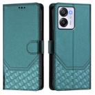 For Blackview Oscal Modern 8 / Color 8 Honeycomb Embossing RFID Leather Phone Case(Peacock Green) - 2