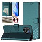 For Blackview Shark 8 / Oscal Tiger 12 Honeycomb Embossing RFID Leather Phone Case(Peacock Green) - 1