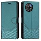 For Blackview Shark 8 / Oscal Tiger 12 Honeycomb Embossing RFID Leather Phone Case(Peacock Green) - 2