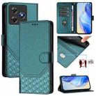 For Blackview Wave 8C Honeycomb Embossing RFID Leather Phone Case(Peacock Green) - 1