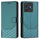 For Blackview Wave 8C Honeycomb Embossing RFID Leather Phone Case(Peacock Green) - 2