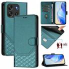 For Blackview Oscal Flat 1C Honeycomb Embossing RFID Leather Phone Case(Peacock Green) - 1