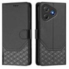 For Blackview Oscal Flat 2 Honeycomb Embossing RFID Leather Phone Case(Black) - 2
