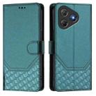 For Blackview Oscal Flat 2 Honeycomb Embossing RFID Leather Phone Case(Peacock Green) - 2