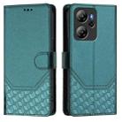 For Blackview Oscal Tiger 13 Honeycomb Embossing RFID Leather Phone Case(Peacock Green) - 2