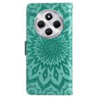 For Redmi 14C 4G Embossed Sunflower Pattern Flip Leather Phone Case(Green) - 3